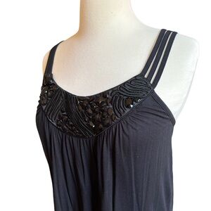Express y2K Beaded Black Cami Tank Small Business Casual Club Party